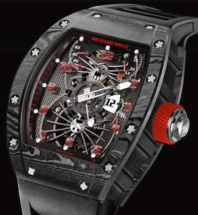 Review Richard Mille RM 022 Tourbillon Aerodyne Dual Time ZONE Black Carbon mens watch replica - Click Image to Close